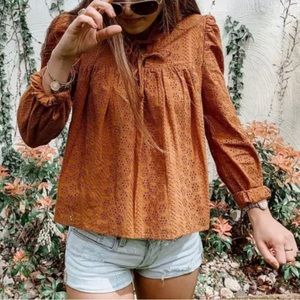SOLD Madewell Eyelet Double-tie Peasant Top